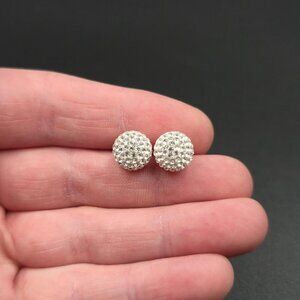 Sterling Silver Disco Ball Stud Earrings A7284